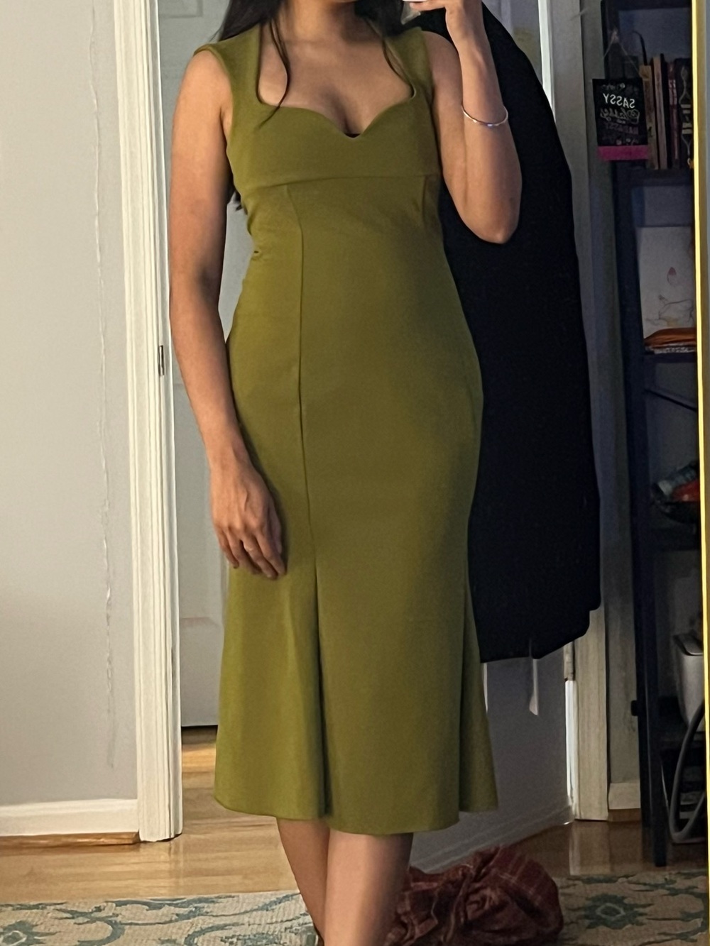 Olive Green Sleeveless Midi Dress